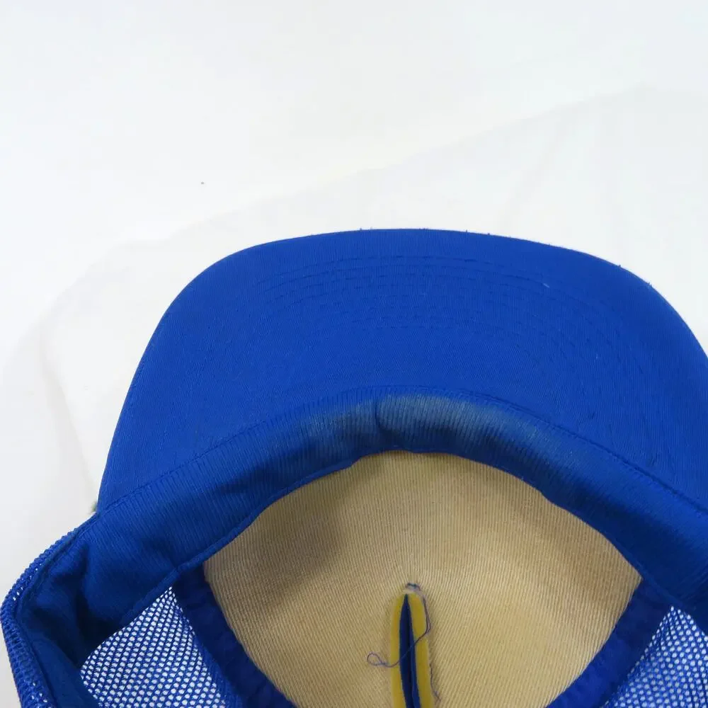 JC Penney Rope Hat Trucker Style Blue White Mesh One Size Snapback 1980s